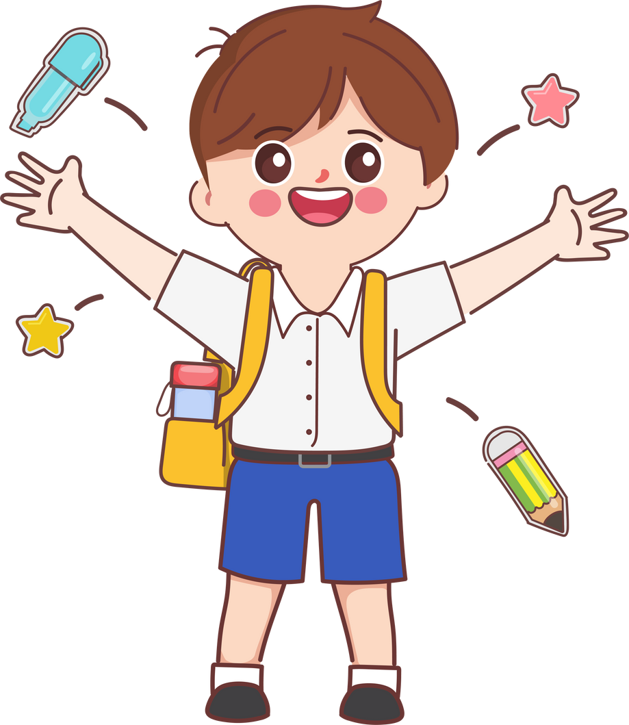 Doodle cartoon boy student happy to back to school.